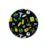 Seamless Brazilian Carnival Pattern With Musical Instruments Rubber Round Coaster (4 pack)  Front