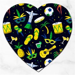 Seamless Brazilian Carnival Pattern With Musical Instruments Jigsaw Puzzle (heart) by Vaneshart