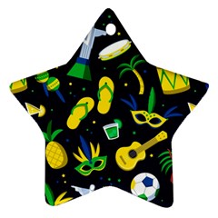 Seamless Brazilian Carnival Pattern With Musical Instruments Star Ornament (two Sides) by Vaneshart