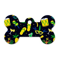 Seamless Brazilian Carnival Pattern With Musical Instruments Dog Tag Bone (one Side) by Vaneshart