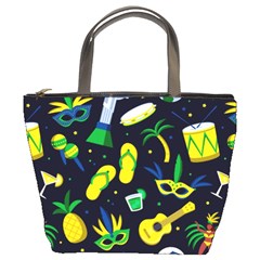 Seamless Brazilian Carnival Pattern With Musical Instruments Bucket Bag by Vaneshart