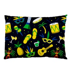 Seamless Brazilian Carnival Pattern With Musical Instruments Pillow Case by Vaneshart