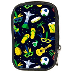 Seamless Brazilian Carnival Pattern With Musical Instruments Compact Camera Leather Case by Vaneshart