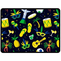 Seamless Brazilian Carnival Pattern With Musical Instruments Fleece Blanket (large)  by Vaneshart