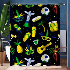 Seamless Brazilian Carnival Pattern With Musical Instruments Shower Curtain 60  X 72  (medium)  by Vaneshart