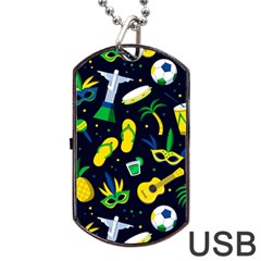 Seamless Brazilian Carnival Pattern With Musical Instruments Dog Tag Usb Flash (one Side) by Vaneshart