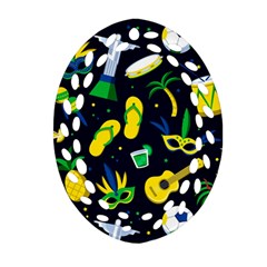 Seamless Brazilian Carnival Pattern With Musical Instruments Oval Filigree Ornament (two Sides) by Vaneshart