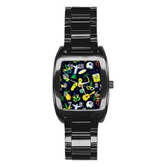 Seamless Brazilian Carnival Pattern With Musical Instruments Stainless Steel Barrel Watch by Vaneshart