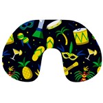 Seamless Brazilian Carnival Pattern With Musical Instruments Travel Neck Pillow Front