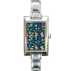 Brazil Musical Instruments Seamless Carnival Pattern Rectangle Italian Charm Watch by Vaneshart