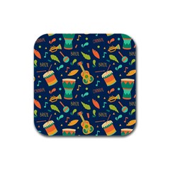 Brazil Musical Instruments Seamless Carnival Pattern Rubber Square Coaster (4 Pack)  by Vaneshart