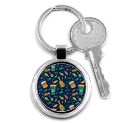 Brazil Musical Instruments Seamless Carnival Pattern Key Chain (round) by Vaneshart