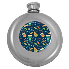 Brazil Musical Instruments Seamless Carnival Pattern Round Hip Flask (5 Oz) by Vaneshart