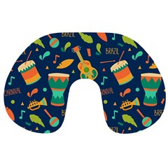 Brazil Musical Instruments Seamless Carnival Pattern Travel Neck Pillow by Vaneshart