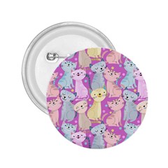 Colorful Cute Cat Seamless Pattern Purple Background 2 25  Buttons by Vaneshart