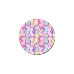 Colorful Cute Cat Seamless Pattern Purple Background Golf Ball Marker (10 Pack) by Vaneshart