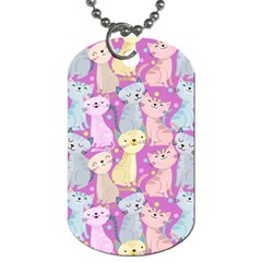 Colorful Cute Cat Seamless Pattern Purple Background Dog Tag (two Sides) by Vaneshart