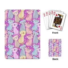 Colorful Cute Cat Seamless Pattern Purple Background Playing Cards Single Design (rectangle) by Vaneshart