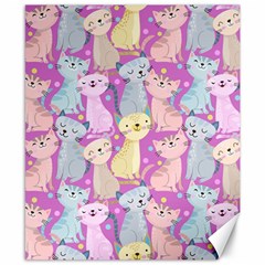 Colorful Cute Cat Seamless Pattern Purple Background Canvas 8  X 10  by Vaneshart