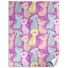 Colorful Cute Cat Seamless Pattern Purple Background Canvas 18  X 24  by Vaneshart