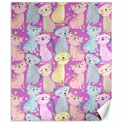 Colorful Cute Cat Seamless Pattern Purple Background Canvas 20  X 24  by Vaneshart