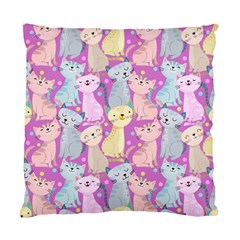 Colorful Cute Cat Seamless Pattern Purple Background Standard Cushion Case (one Side) by Vaneshart