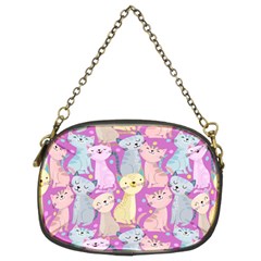 Colorful Cute Cat Seamless Pattern Purple Background Chain Purse (two Sides) by Vaneshart