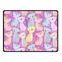 Colorful Cute Cat Seamless Pattern Purple Background Fleece Blanket (small) by Vaneshart