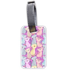 Colorful Cute Cat Seamless Pattern Purple Background Luggage Tag (two Sides) by Vaneshart