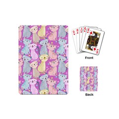 Colorful Cute Cat Seamless Pattern Purple Background Playing Cards Single Design (mini) by Vaneshart