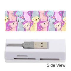 Colorful Cute Cat Seamless Pattern Purple Background Memory Card Reader (stick) by Vaneshart