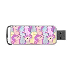 Colorful Cute Cat Seamless Pattern Purple Background Portable Usb Flash (one Side) by Vaneshart