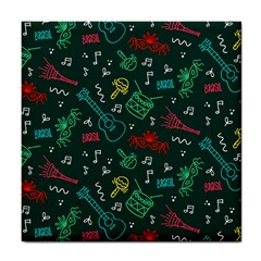 Guitars Musical Notes Seamless Carnival Pattern Tile Coaster by Vaneshart