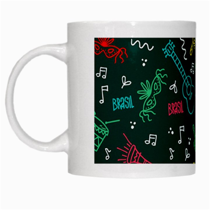 Guitars Musical Notes Seamless Carnival Pattern White Mugs