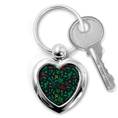 Guitars Musical Notes Seamless Carnival Pattern Key Chain (heart) by Vaneshart