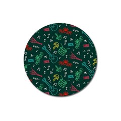 Guitars Musical Notes Seamless Carnival Pattern Magnet 3  (round) by Vaneshart