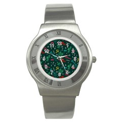 Guitars Musical Notes Seamless Carnival Pattern Stainless Steel Watch by Vaneshart