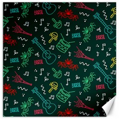 Guitars Musical Notes Seamless Carnival Pattern Canvas 12  X 12  by Vaneshart