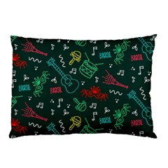 Guitars Musical Notes Seamless Carnival Pattern Pillow Case by Vaneshart