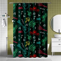 Guitars Musical Notes Seamless Carnival Pattern Shower Curtain 48  X 72  (small)  by Vaneshart