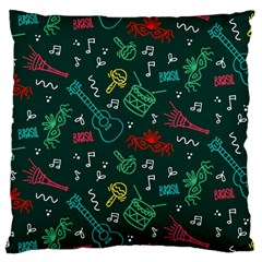 Guitars Musical Notes Seamless Carnival Pattern Large Cushion Case (two Sides) by Vaneshart