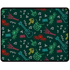 Guitars Musical Notes Seamless Carnival Pattern Double Sided Fleece Blanket (medium)  by Vaneshart