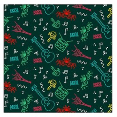 Guitars Musical Notes Seamless Carnival Pattern Large Satin Scarf (square) by Vaneshart