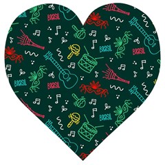 Guitars Musical Notes Seamless Carnival Pattern Wooden Puzzle Heart by Vaneshart