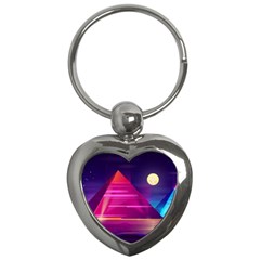 Egyptian Pyramids Night Landscape Cartoon Key Chain (heart) by Vaneshart