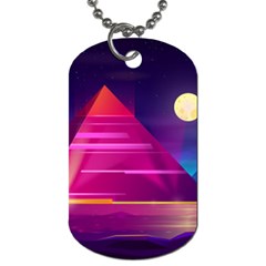 Egyptian Pyramids Night Landscape Cartoon Dog Tag (one Side) by Vaneshart