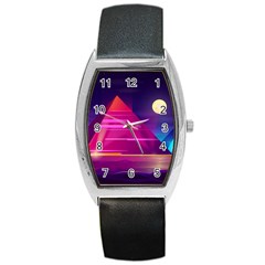 Egyptian Pyramids Night Landscape Cartoon Barrel Style Metal Watch by Vaneshart