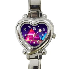 Egyptian Pyramids Night Landscape Cartoon Heart Italian Charm Watch by Vaneshart