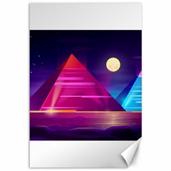 Egyptian Pyramids Night Landscape Cartoon Canvas 12  X 18  by Vaneshart