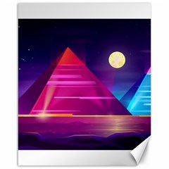 Egyptian Pyramids Night Landscape Cartoon Canvas 16  X 20  by Vaneshart